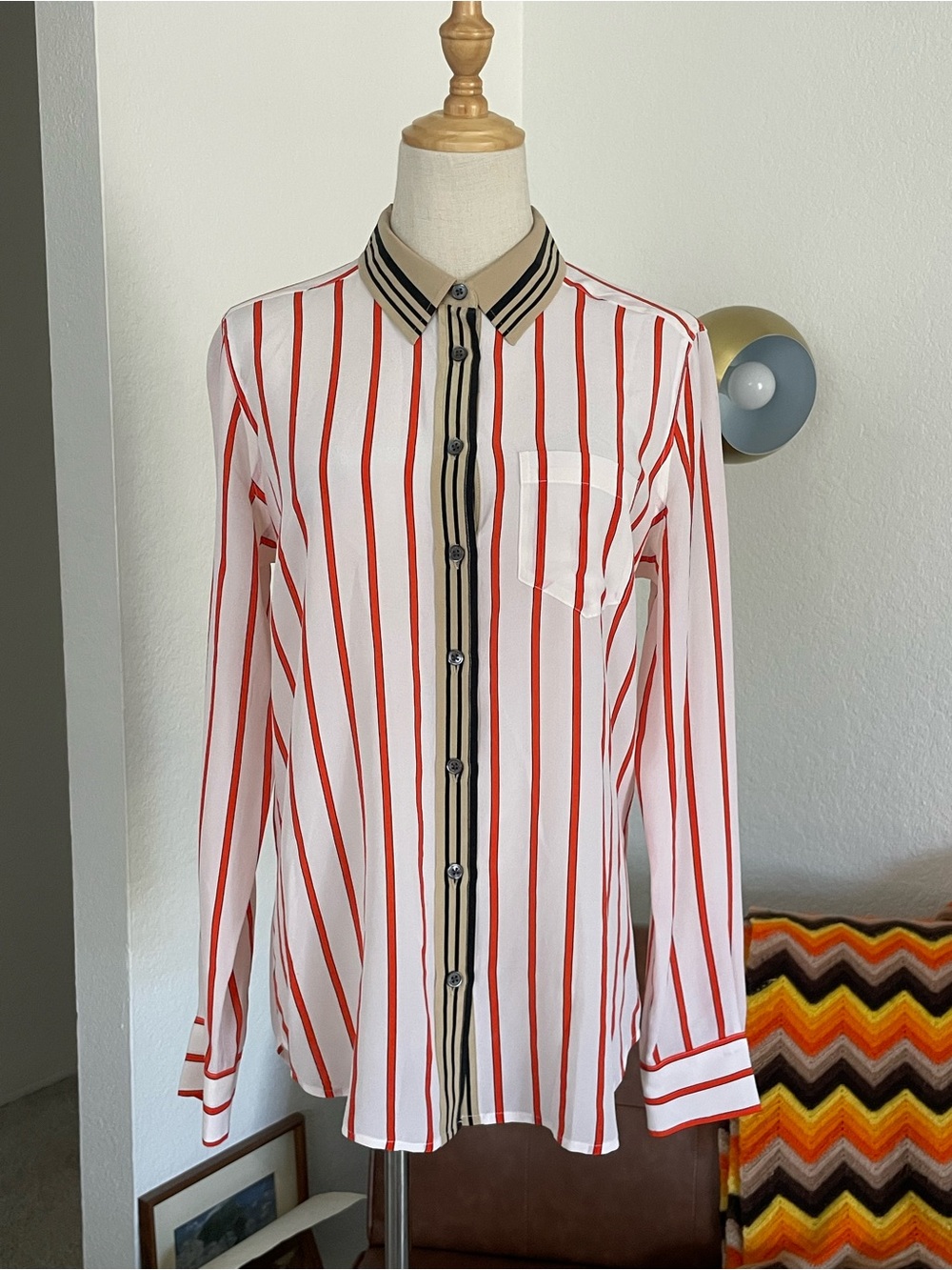 Equipment Femme Silk Striped Button Down Shirt